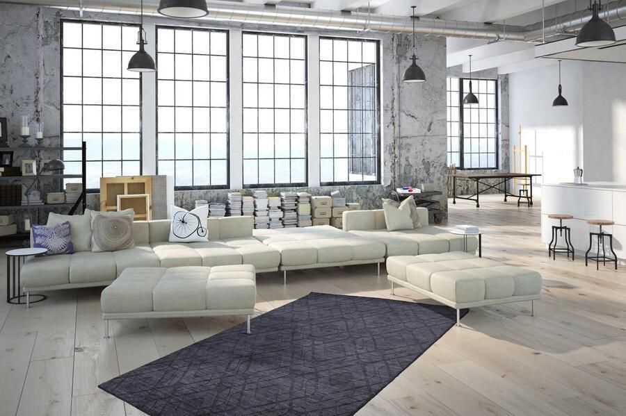 Kayoom Wollen vloerkleed in trendy design 120 x 170 Zwart