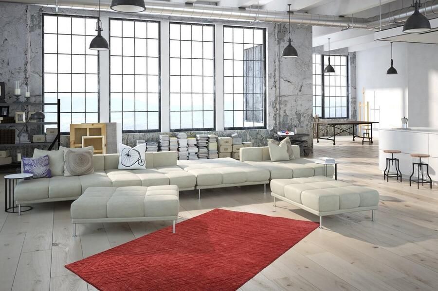 Kayoom Wollen vloerkleed in trendy design 160 x 230 Rood