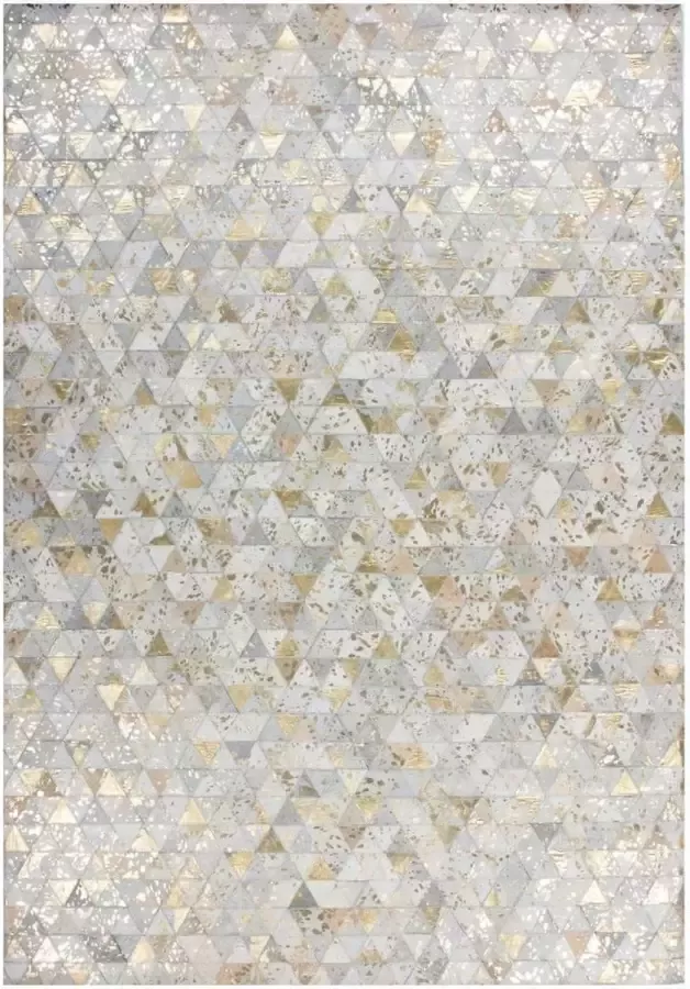 Kayoom Leer vloerkleed in Patchwork-optiek – handgemaakt 160 x 230 Ivory