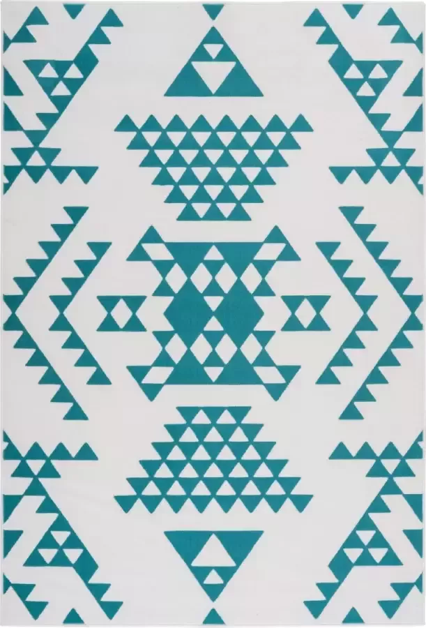 Kayoom Vloerkleed esperanto 625 wit turquoise 160 x 230 cm