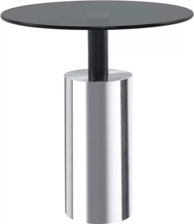 Kayoom Zijzijs rosanna ronde glazen tafelplaat zilver 46 x 46 x 50 cm