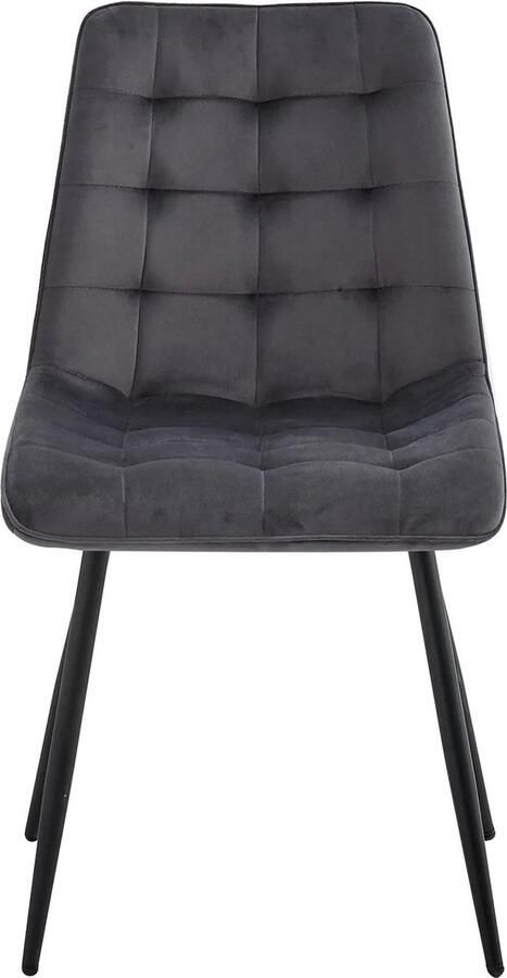 KBK Eetkamerstoel Set van 4 Mordene Look Fluwelen Bekleding Donker grijs