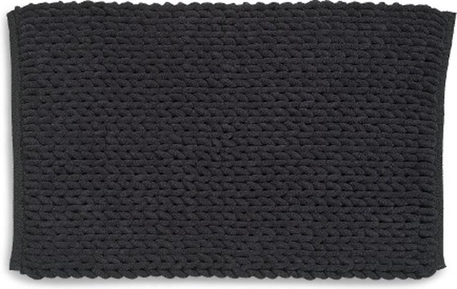 Kela Badkamer Vloerkleed Badmat 120 x 70 cm Zwart Gerecycled Polyester Katoen Masha