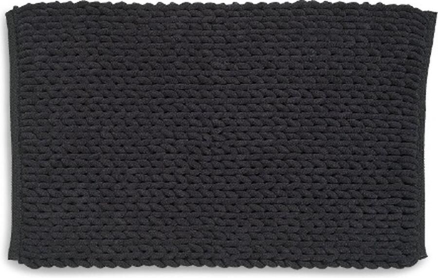Kela Badkamer Vloerkleed Badmat 80 x 50 cm Zwart Gerecycled Polyester Katoen Masha