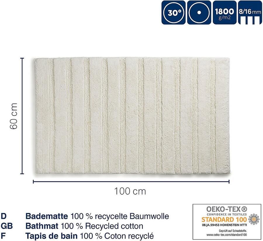 Kela Badmat 100 x 60 cm Katoen Zilvergrijs | Megan