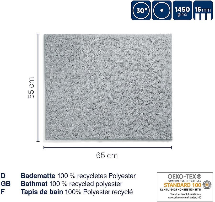 Kela Badmat 65 x 55 cm Polyester IJs Blauw Maja