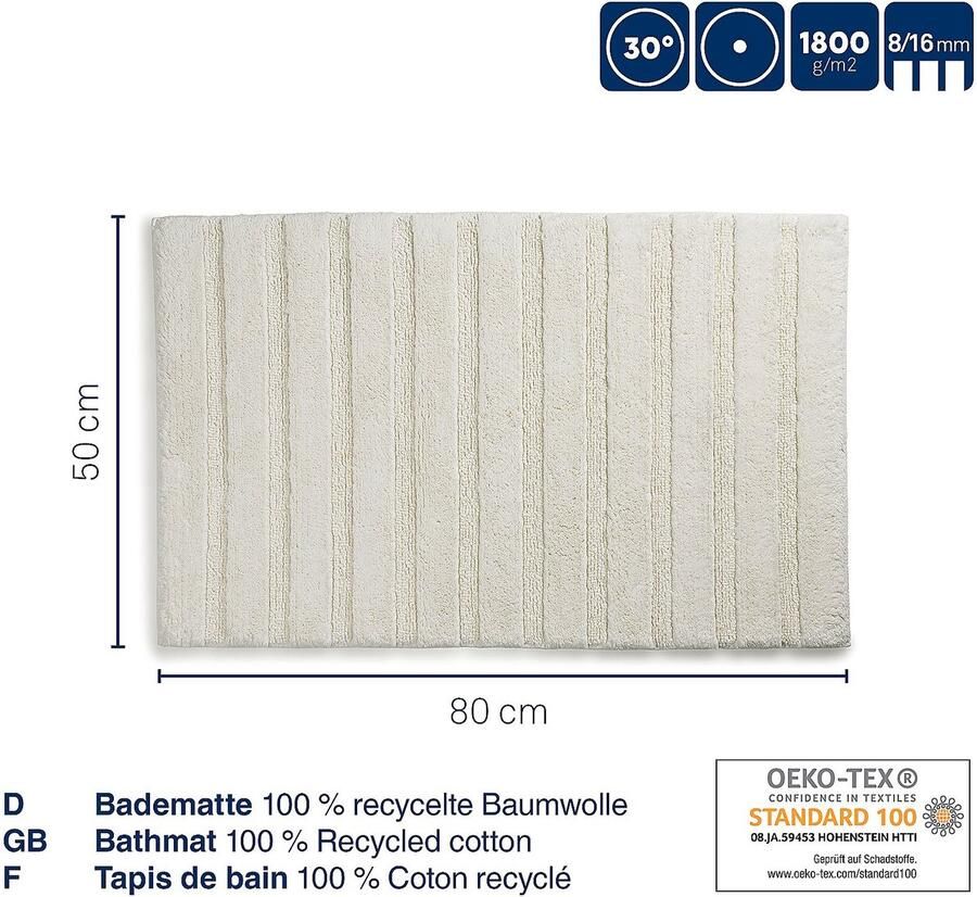 Kela Badmat 80 x 50 cm Katoen Gebroken Wit Megan