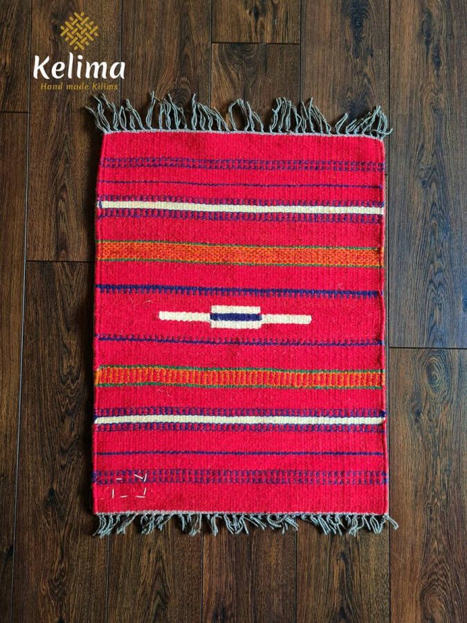 Kelima Handgemaakt Kelim vloerkleed 60 cm x 80 cm Bedouin Wol tapijt Kilim Uit Egypte Handgeweven Loper tapijt Keukenmat Tafelkleed