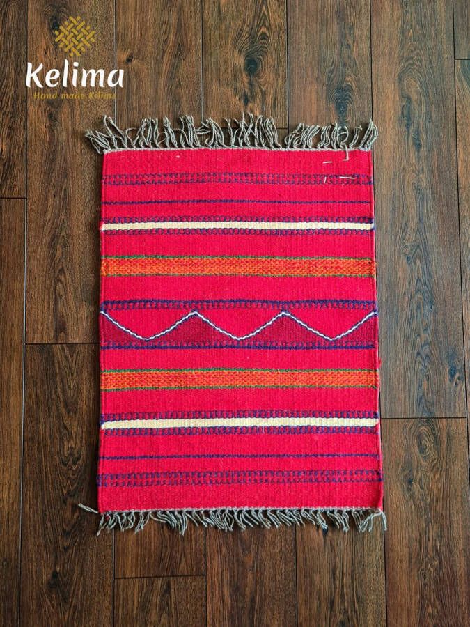 Kelima Handgemaakt Kelim vloerkleed 60 cm x 80 cm Bedouin Wol tapijt Kilim Uit Egypte Handgeweven Loper tapijt Keukenmat Tafelkleed