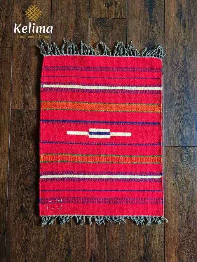Kelima Handgemaakt Kelim vloerkleed 60 cm x 80 cm Bedouin Wol tapijt Kilim Uit Egypte Handgeweven Loper tapijt Keukenmat Tafelkleed - Foto 3