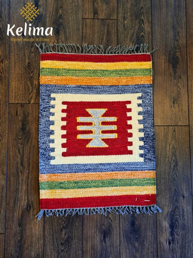 Kelima Handgemaakt Kelim vloerkleed 60 cm x 80 cm Klassieke Wol tapijt Kilim Uit Egypte Handgeweven Loper tapijt Keukenmat Tafelkleed