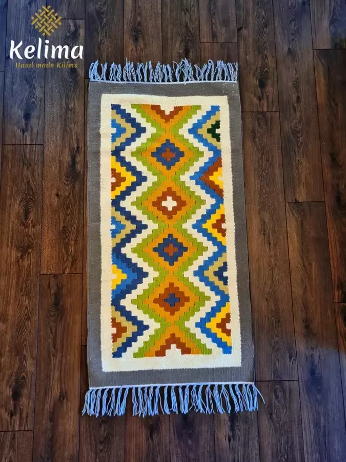 Kelima Handgemaakt Kelim vloerkleed 70 cm x 140 cm Wol tapijt Kilim Uit Egypte Handgeweven Loper tapijt Woonkamer tapijt Oosterse Vloerkleed