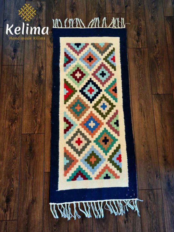 Kelima Handgemaakt Kelim vloerkleed 70 cm x 150 cm Wol tapijt Kilim Uit Egypte Handgeweven Loper tapijt Woonkamer tapijt Oosterse Vloerkleed