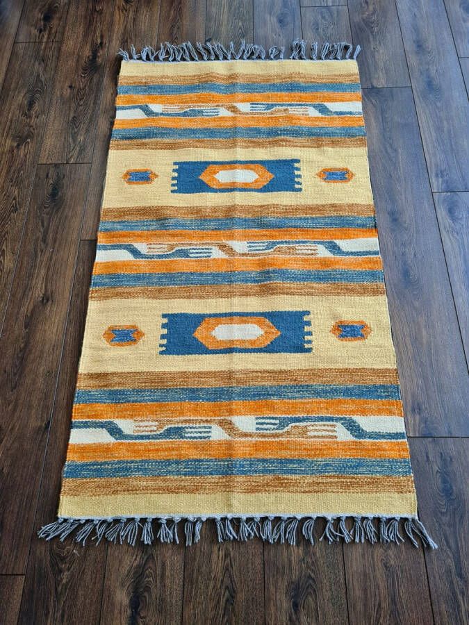 Kelima Handgemaakt Kelim vloerkleed 90 cm x 160 cm Klassieke Wol tapijt Kilim Uit Egypte Handgeweven Loper tapijt Woonkamer tapijt Oosterse Vloerkleed