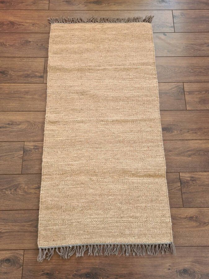 Kelima Handgemaakt Kelim vloerkleed 90 cm x 160 cm Naturel Wol tapijt Kilim Uit Egypte Handgeweven Loper tapijt Woonkamer tapijt