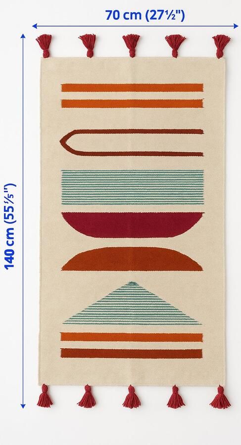 Kelima Handgemaakte Egyptische Wol Kelim – 70x140 cm – Vloerkleed met Kleurrijk Geometrisch Design