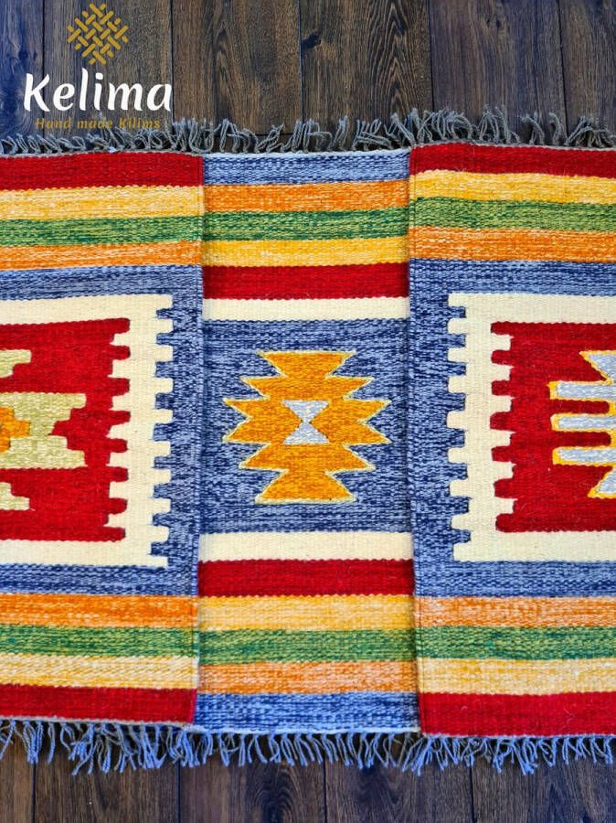 Kelima Set van drie handgemaakt Kelim vloerkleden 60 cm x 80 cm Klassieke Wol tapijt Kilim Uit Egypte Handgeweven Loper tapijt Keukenmat Tafelkleed