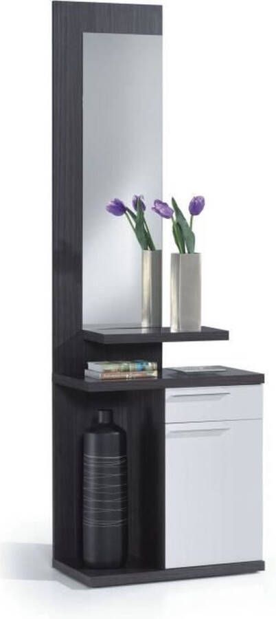 Merkloos Entreekast Glanzend wit en asgrijs KENDRA