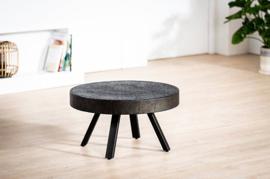 Kennis Salontafel Feda rond 58 cm Lava vintage zwart