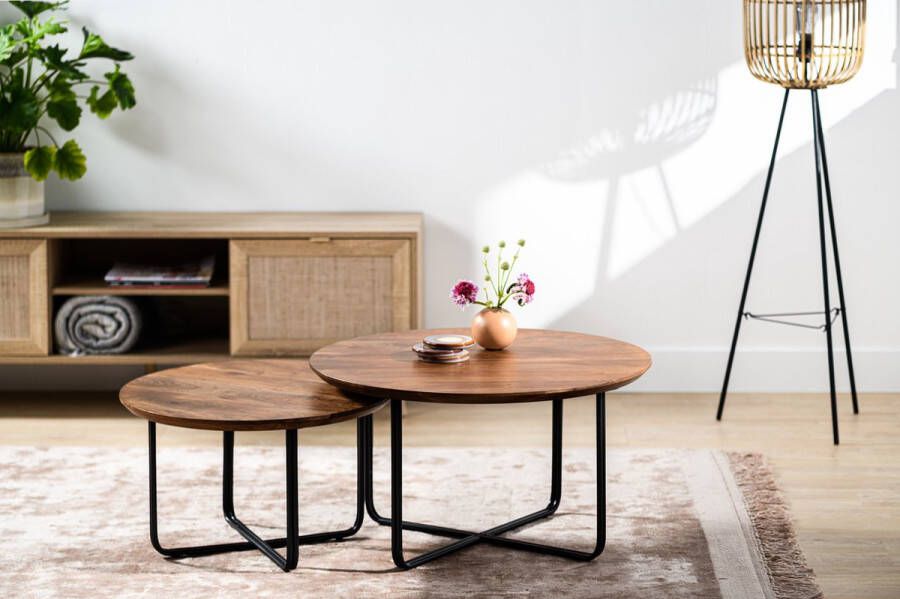 Kennis Salontafel Noam rond set van 2 bruin
