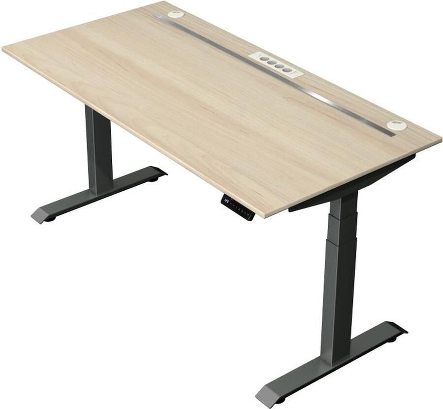 Kerkmann Zit sta bureau Move Boost 4 160x80cm essenhout-antraciet