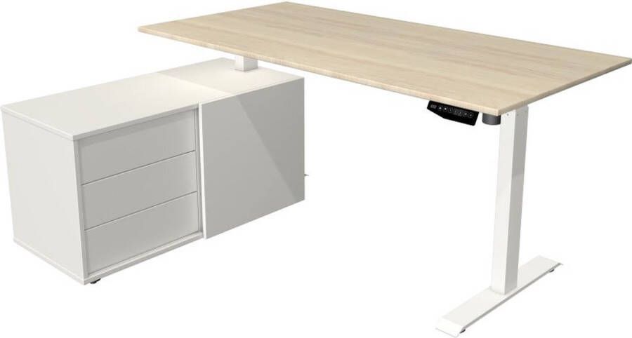Kerkmann Zit sta bureau Move-1 160x80cm naturel met witte poten en archiefkast
