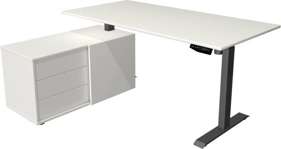 Kerkmann Zit sta bureau Move-1 160x80cm wit met antraciet poten en archiefkast