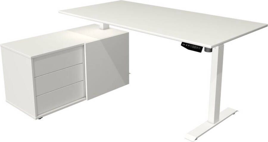 Kerkmann Zit sta bureau Move-1 160x80cm wit met witte poten en archiefkast