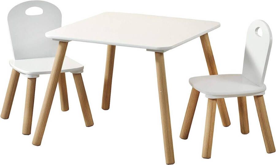 Kesper SHOP YOLO Kindertafel met 2 stoeltjes tafeltje met 2 stoelen Peuters tafel Kindermeube Wit