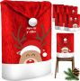 Kesser Stoelhoes voor Kerst Premium Hoes voor eetkamer stoelen Kerstdecoratie Stoelbekleding vor Kerstmis en Feestelijke Kerstmuts Kerstversiering Rood-Wit Rendier Set van 6 - Thumbnail 1