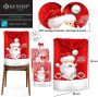 Kesser Stoelhoes voor Kerst Premium Hoes voor eetkamer stoelen Kerstdecoratie Stoelbekleding vor Kerstmis en Feestelijke Kerstmuts Kerstversiering Rood-Wit Kerstman Set van 2 - Thumbnail 2