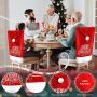 Kesser Stoelhoes voor Kerst Premium Hoes voor eetkamer stoelen Kerstdecoratie Stoelbekleding vor Kerstmis en Feestelijke Kerstmuts Kerstversiering Rood-Wit Merry Christmas Set van 4 - Thumbnail 4