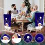Kesser Stoelhoes voor Kerst Premium Hoes voor eetkamer stoelen Kerstdecoratie Stoelbekleding vor Kerstmis en Feestelijke Kerstversiering Blauw-Wit Rendier Set van 4 - Thumbnail 5