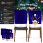 Kesser Stoelhoes voor Kerst Premium Hoes voor eetkamer stoelen Kerstdecoratie Stoelbekleding vor Kerstmis en Feestelijke Kerstversiering Blauw-Wit Merry Christmas Set van 6 - Thumbnail 3