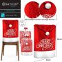Kesser Stoelhoes voor Kerst Premium Hoes voor eetkamer stoelen Kerstdecoratie Stoelbekleding vor Kerstmis en Feestelijke Kerstmuts Kerstversiering Rood-Wit Merry Christmas Set van 2 - Thumbnail 2