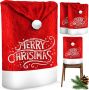 Kesser Stoelhoes voor Kerst Premium Hoes voor eetkamer stoelen Kerstdecoratie Stoelbekleding vor Kerstmis en Feestelijke Kerstmuts Kerstversiering Rood-Wit Merry Christmas Set van 4 - Thumbnail 1