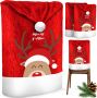 Kesser Stoelhoes voor Kerst Premium Hoes voor eetkamer stoelen Kerstdecoratie Stoelbekleding vor Kerstmis en Feestelijke Kerstmuts Kerstversiering Rood-Wit Rendier Set van 4 - Thumbnail 1