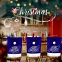 Kesser Stoelhoes voor Kerst Premium Hoes voor eetkamer stoelen Kerstdecoratie Stoelbekleding vor Kerstmis en Feestelijke Kerstversiering Blauw-Wit Merry Christmas Set van 8 - Thumbnail 1