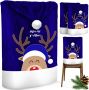Kesser Stoelhoes voor Kerst Premium Hoes voor eetkamer stoelen Kerstdecoratie Stoelbekleding vor Kerstmis en Feestelijke Kerstversiering Blauw-Wit Rendier Set van 4 - Thumbnail 1
