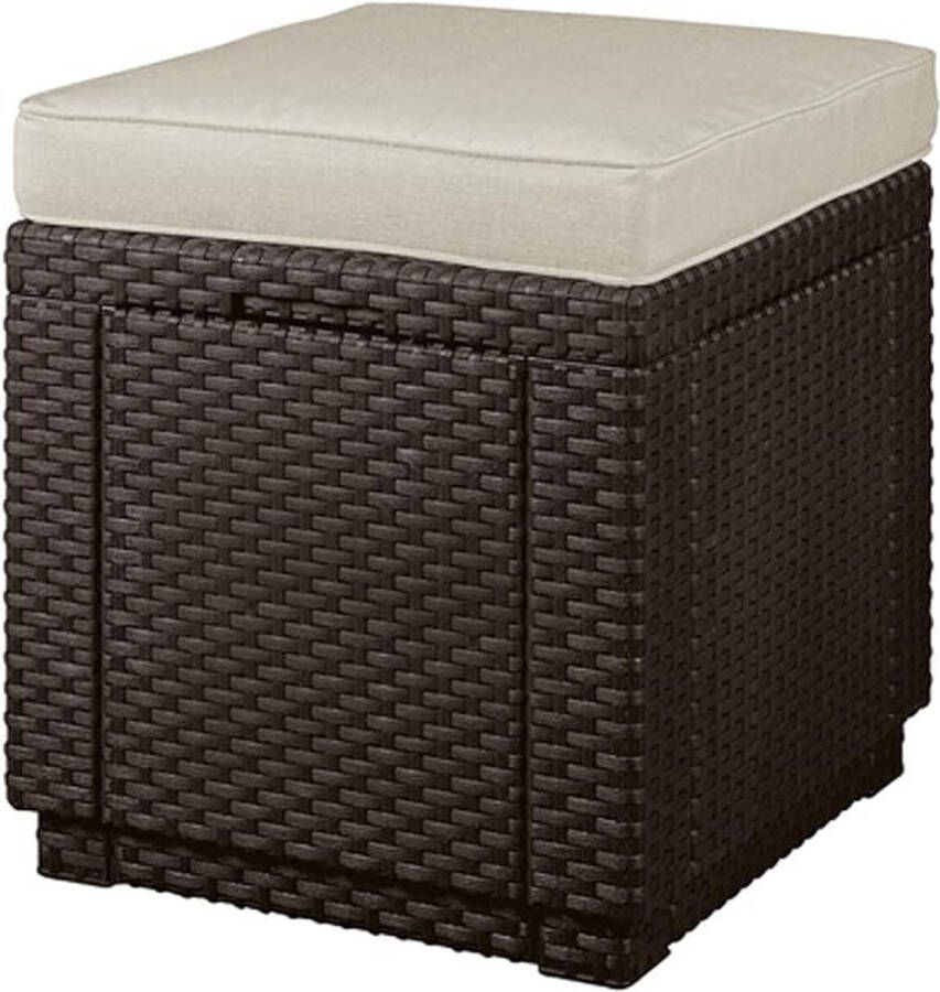 Keter Cube Tuinstoel met Kussen 42 x 42 x 39 cm Bruin beige