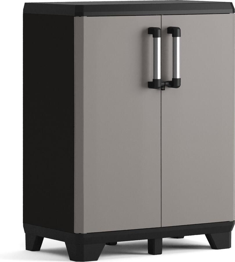 Keter -Opbergkast-laag-Pro-zwart-en-grijs