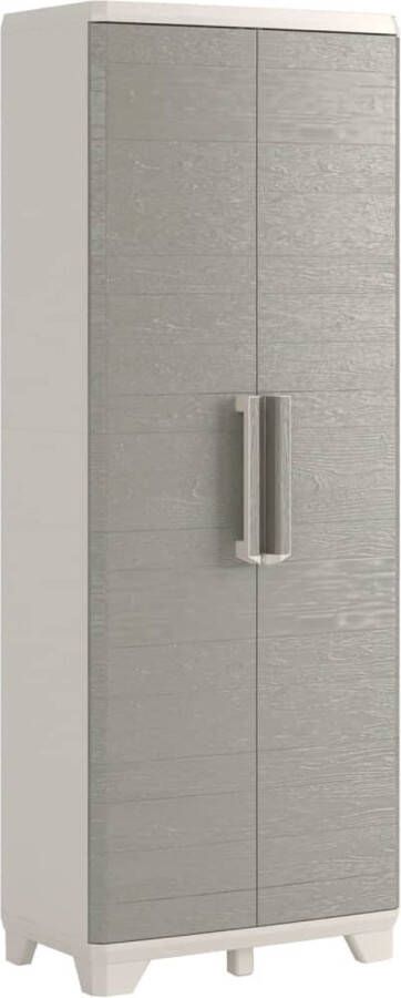 Keter Tuinkast met schappen Wood Grain 182 cm crème en taupe