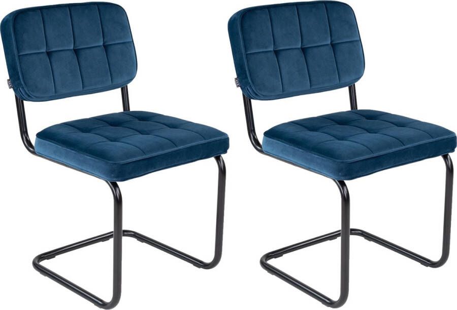Kick Collection Kick buisframe stoel Ivy donkerblauw set van 2