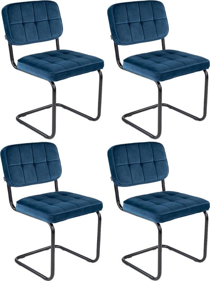 Kick Collection Kick buisframe stoel Ivy donkerblauw set van 4