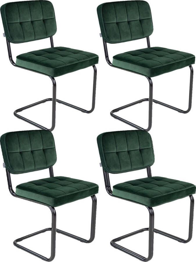 Kick Collection Kick buisframe stoel Ivy donkergroen set van 4