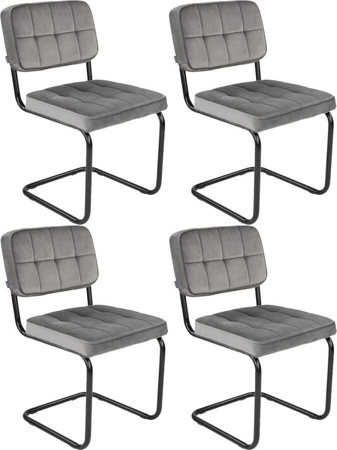 Kick Collection Kick buisframe stoel Ivy grijs set van 4