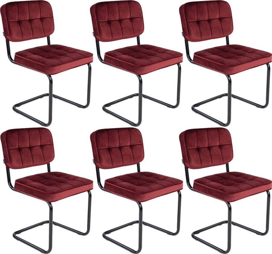 Kick Collection Kick buisframe stoel Ivy rood set van 6