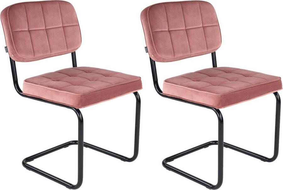 Kick Collection Kick buisframe stoel Ivy roze set van 2