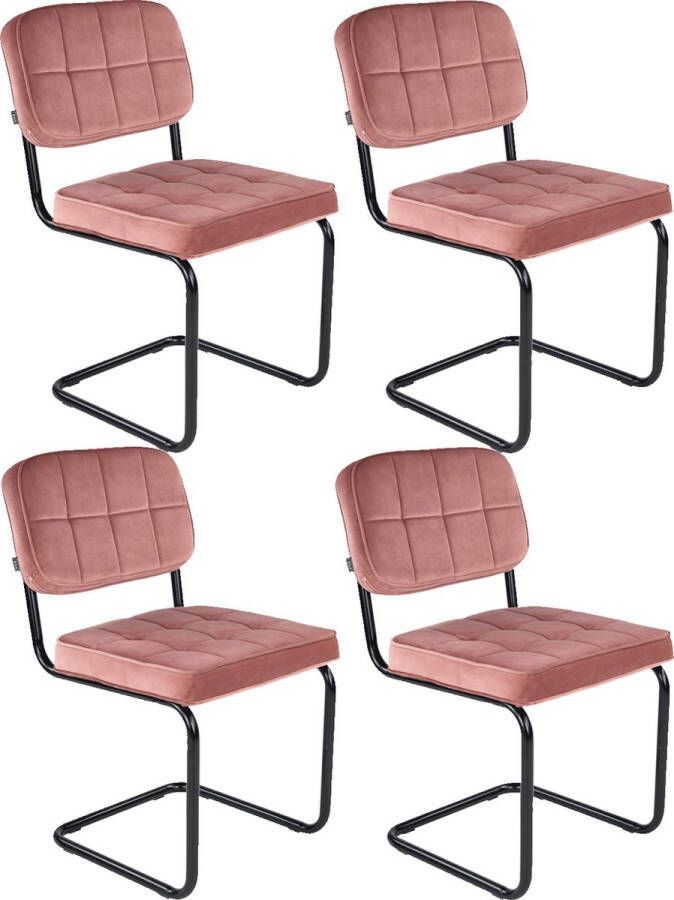 Kick Collection Kick buisframe stoel Ivy roze set van 4