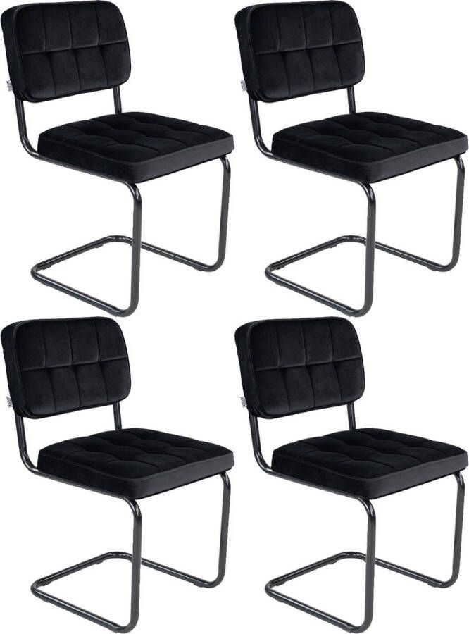 Kick Collection Kick buisframe stoel Ivy zwart set van 4